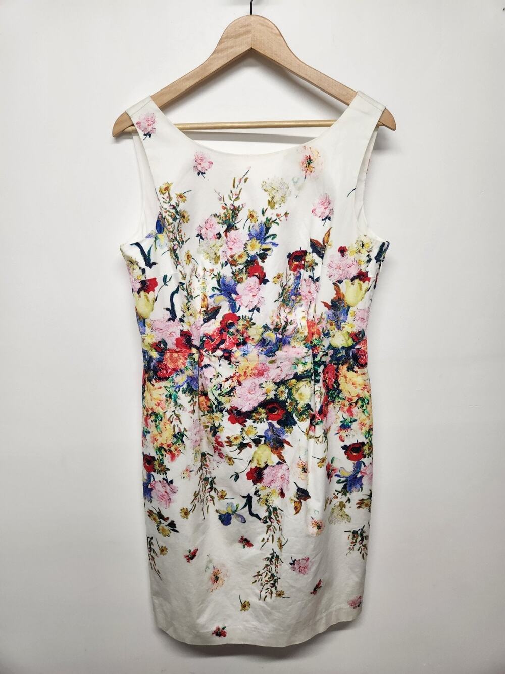Talbots Women's Sleeveless Sheath Dress, Size 12, In White & Multi Floral Print